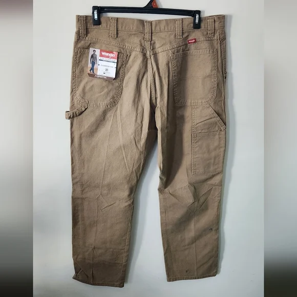 Wrangler Men's Tan Carpenter Pants, NWT, 5 Star, Size 38x32 New - Picture 6 of 12